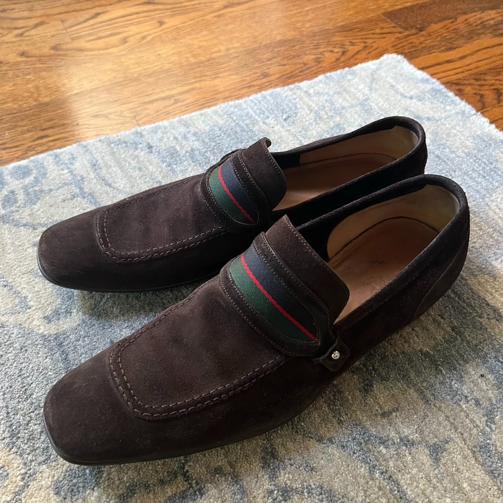 Gucci Brown Loafers Slip-On Suede size 9.5